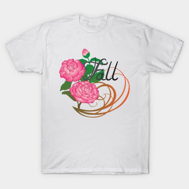 Fall Camella blooms T-Shirt by OrangeEdenDesigns